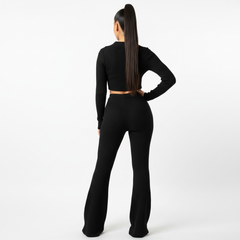 Black Ribbed Knit Set - Back View
